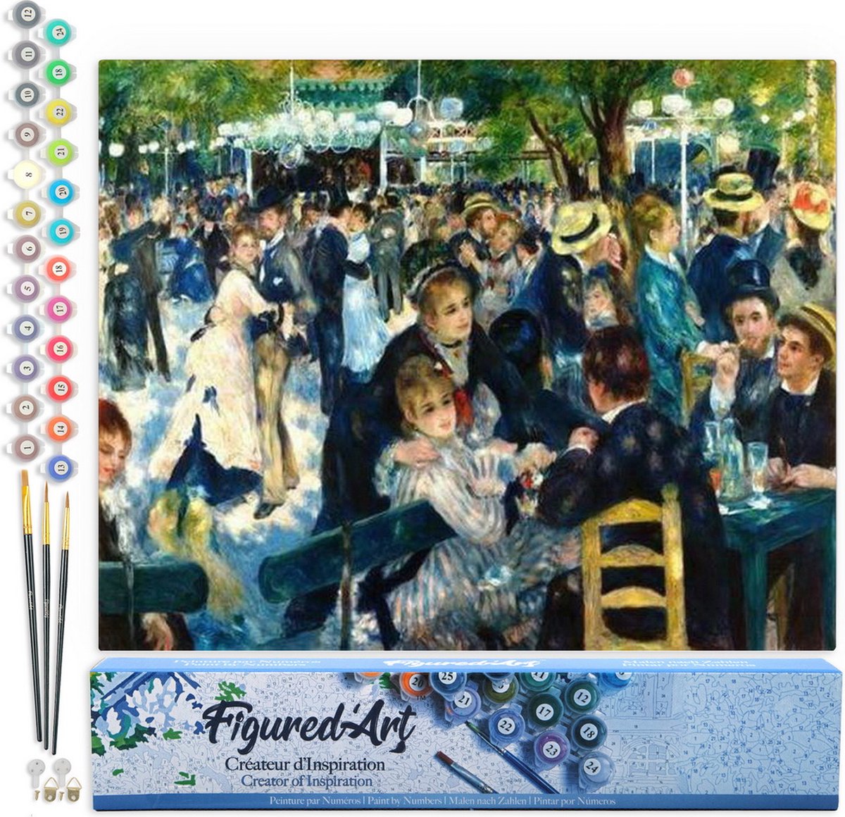 FiguredArt Schilderen op Nummer Volwassenen canvas Moulin Rouge Dansen - Handwerk acrylverf Kit DIY Compleet - 40x50cm zonder frame